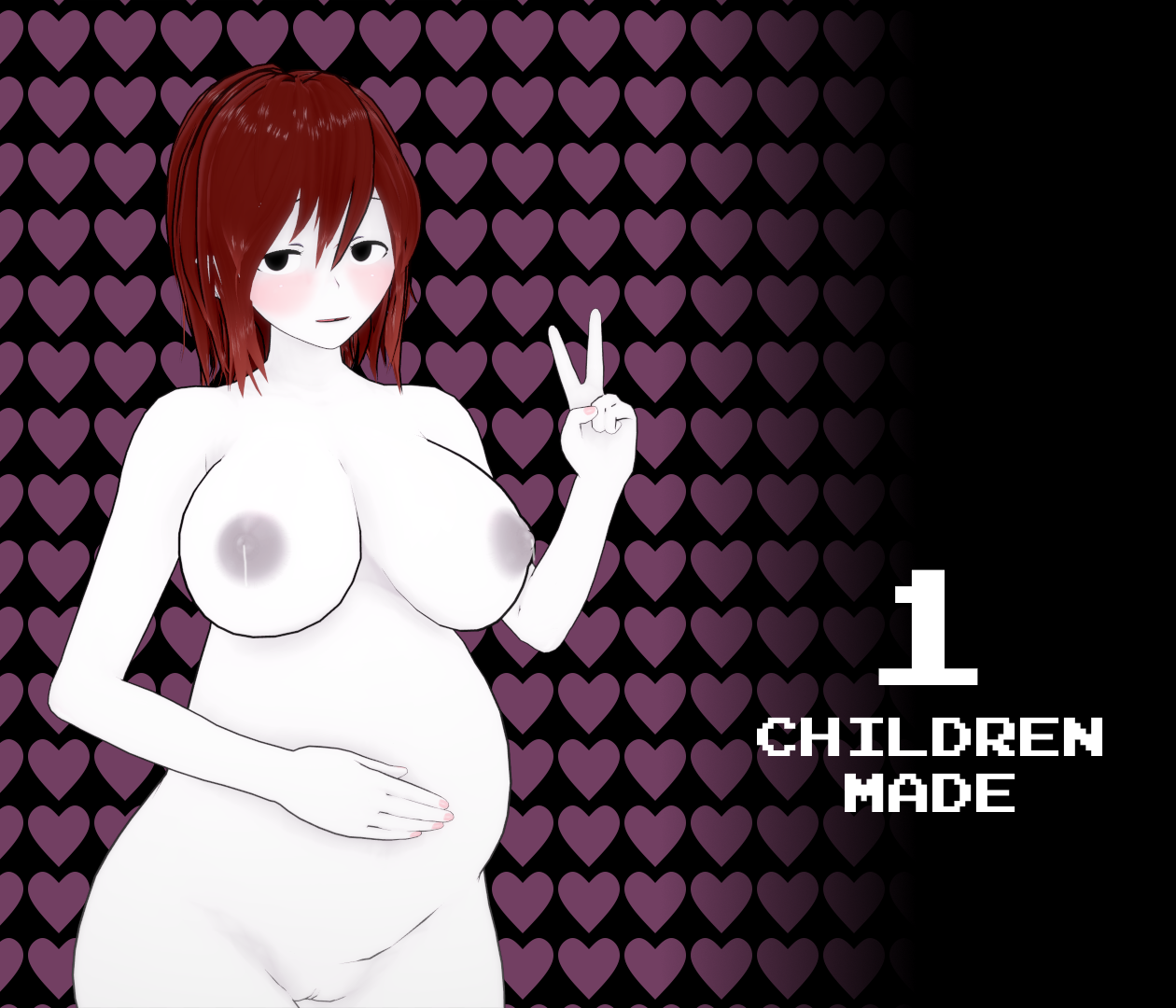 1boy 3d boy brown_hair dialogue english_text female femboy girly impregnation_count knocked_up koikatsu lactation male mollyavast nimaimo_(mollyavast) original peace_sign pregnancy pregnant single_mom unwanted_impregnation unwanted_pregnancy
