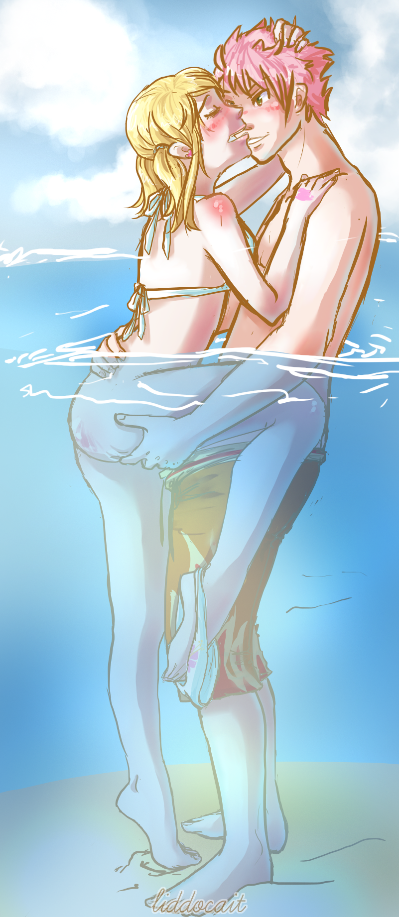 <b>lucy</b> heartfilia, <b>natsu</b> dragneel, <b>fairy</b> <b>tail</b>, ass, ass grab, beach, bikini, ...