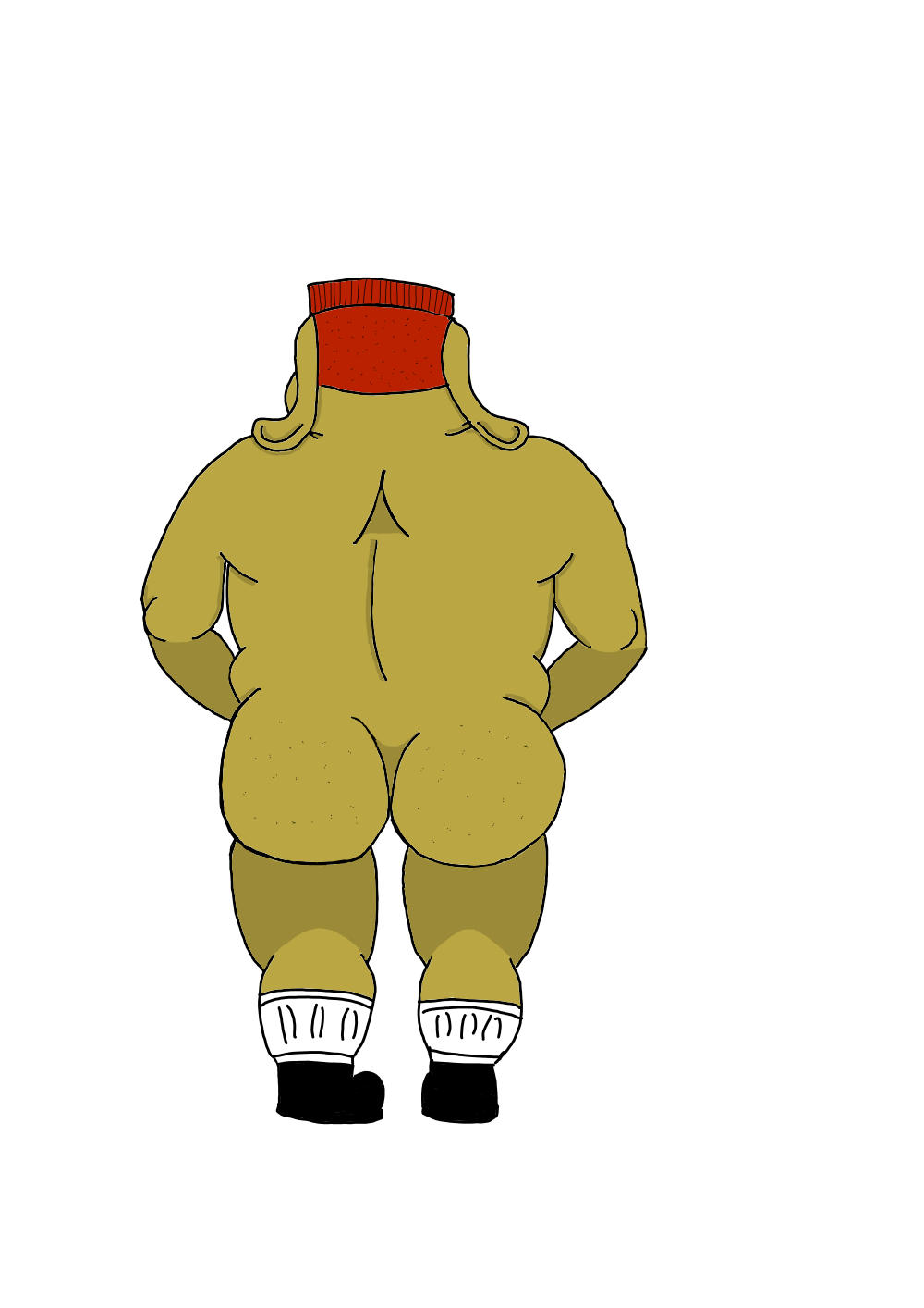 cliff (catdog), catdog (series), simple background, white background, anthro, ass, canine, clothing, footwear, hair, male only, mammal, nude, red hair, shoes, 