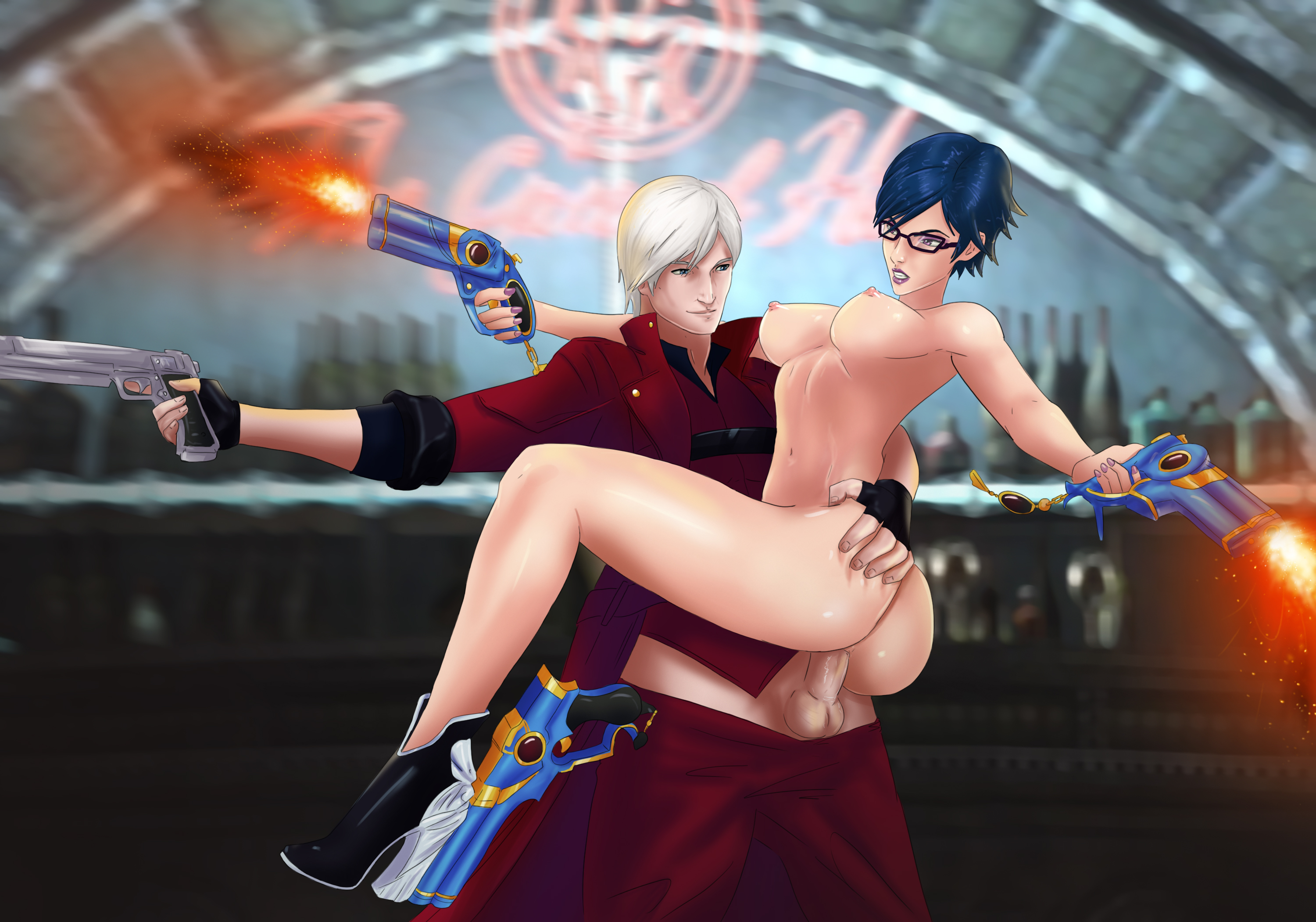 bayonetta (character), dante, bayonetta, devil may cry, crossover, straight, 