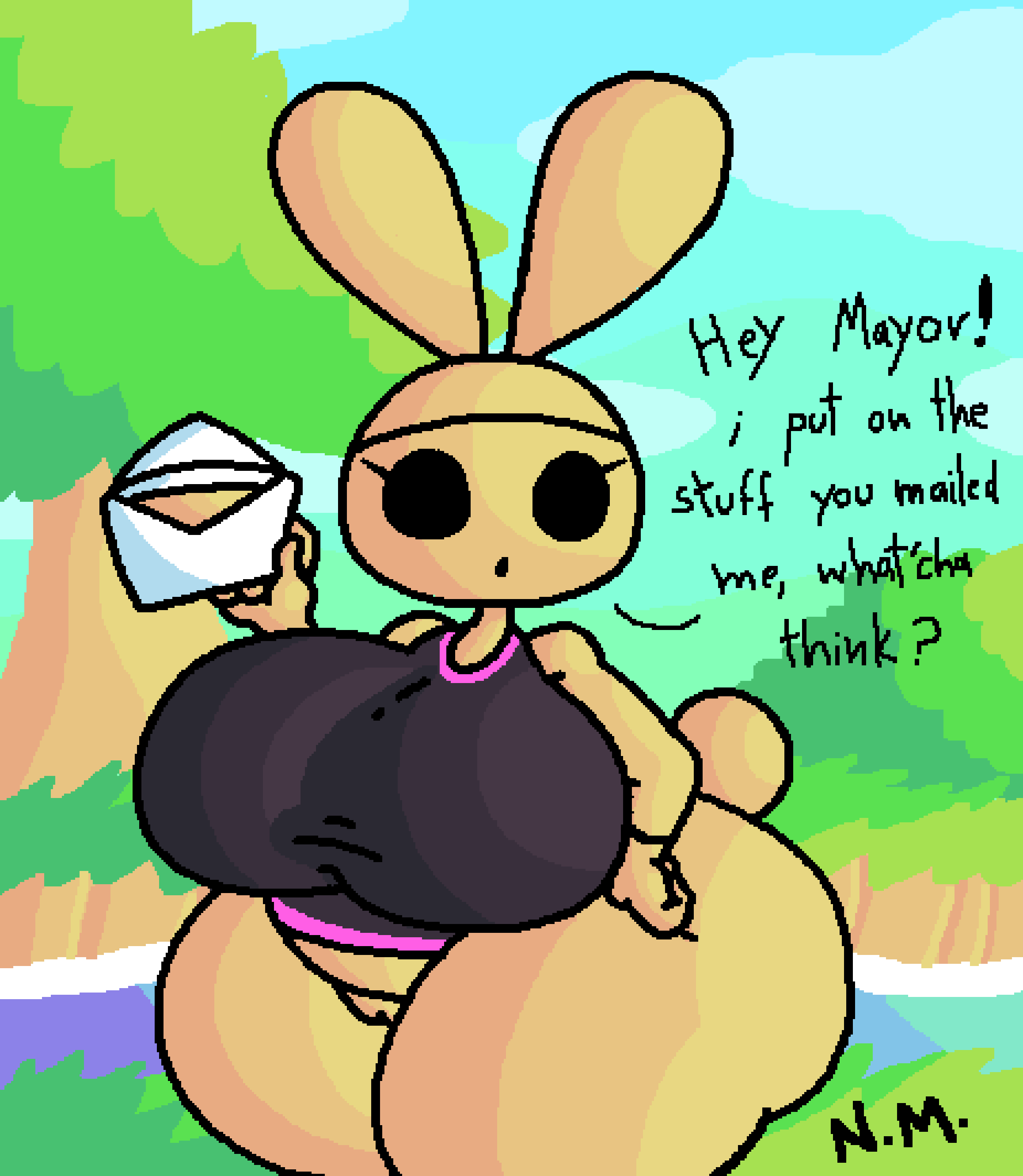  sleepyslut , coco (animal crossing), animal crossing, nintendo, big ass, big belly, big breasts, big butt, bunny, bunny ear, bunny ears, bunny girl, bunny tail, chubby, chubby female, colorful, half-dressed, half naked, large ass, large breasts, larger female, no panties, only top, showing off, tank top, thick, thick ass, thick legs, thick thighs, 