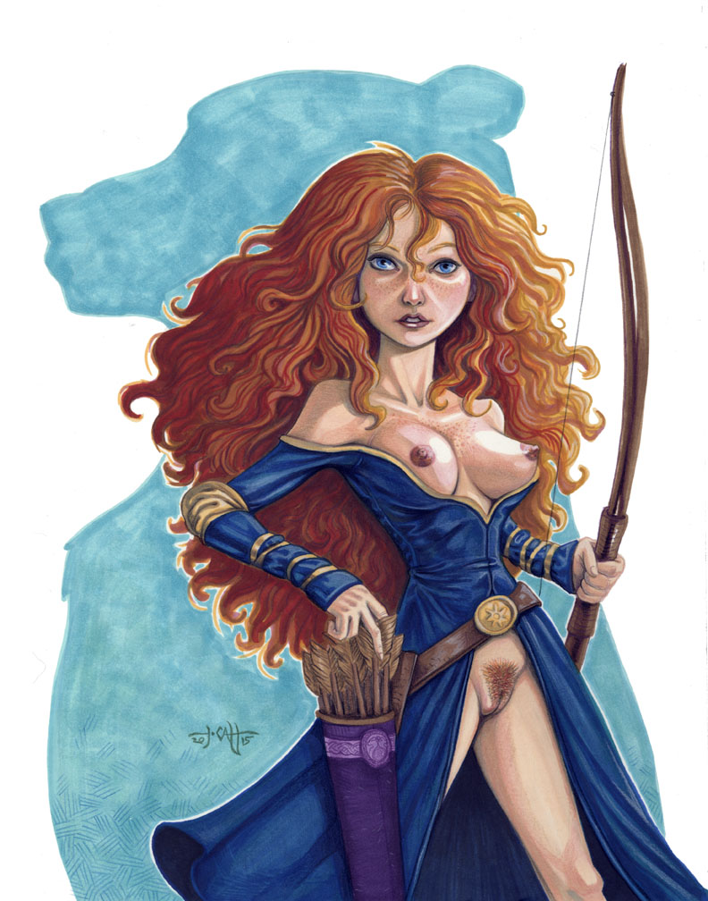 tcatt, brave, adapted costume, arrows, bare ass, bare breasts, bow, breastl...