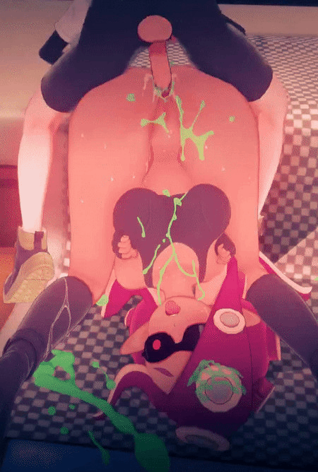 inkling, inkling boy, octoling, octoling girl, gif, ahe gao, big ass, big breasts, glasses, latex, thick thighs, 