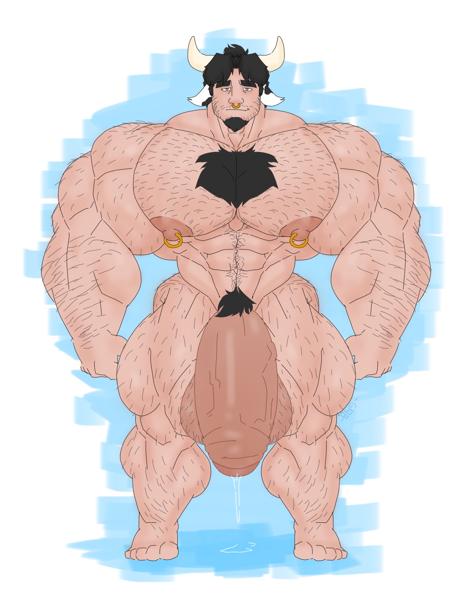 abs, bara, biceps, bodybuilder, bovine, furry, gab art, hyper, hyper balls, hyper genitalia, hyper muscles, hyper penis, hyper testicles, male, male focus, male only, muscle, muscles, muscular, muscular arms, muscular ass, muscular back, muscular legs, muscular male, muscular thighs, nipples, pecs, veins, veiny penis, 