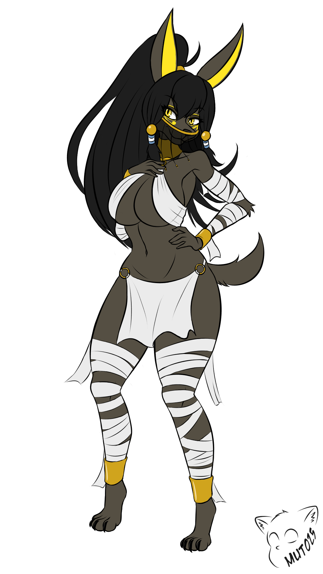 amber_eyes anthro anthro_only belly_dancer belly_dancer_outfit black_fur black_hair bocas_top breasts dancer dancer_outfit dog_ears dog_girl dog_tail female harem_girl harem_outfit huge_breasts jackal jackal_ears jackal_humanoid long_hair mut025 original original_character ponytail veil