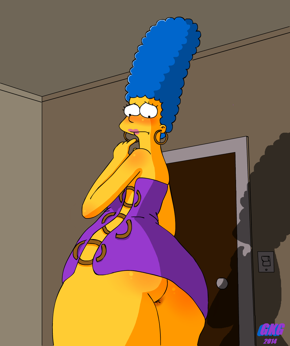 gkg, marge simpson, the simpsons, blue hair, mother, sexy outfit, shy, slut...
