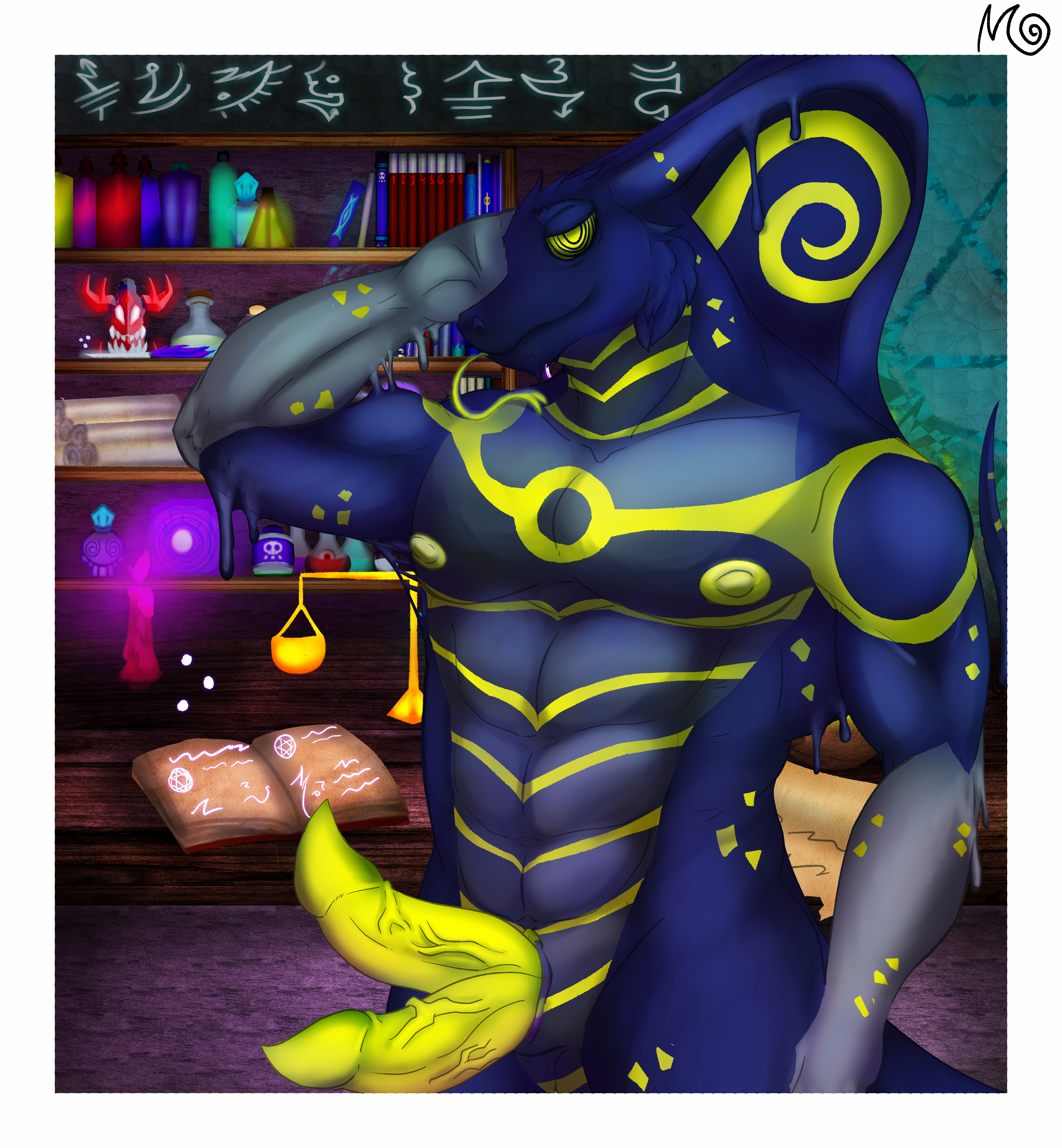 2_penises absurd_res animal_genitalia animal_penis anthro erection fur genitals goo_creature hi_res hypnotic_eyes male male/male multi_genitalia multi_penis nipples nude nude_male penis reptile scalie snake solo sorakskullsnake unusual_anatomy unusual_genitalia unusual_penis uroboros_amadeus