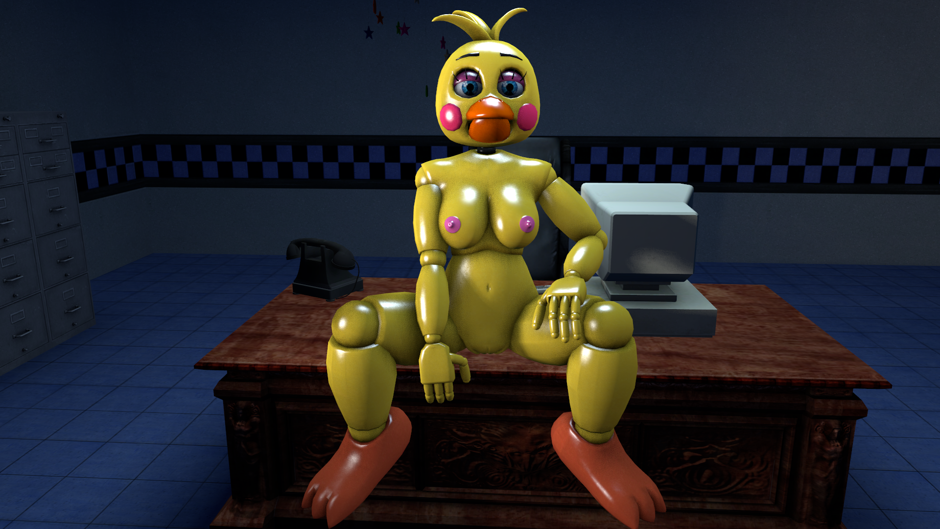 xboxking37, toy chica (fnaf), 2016, 3d, highres, source filmmaker, animatro...
