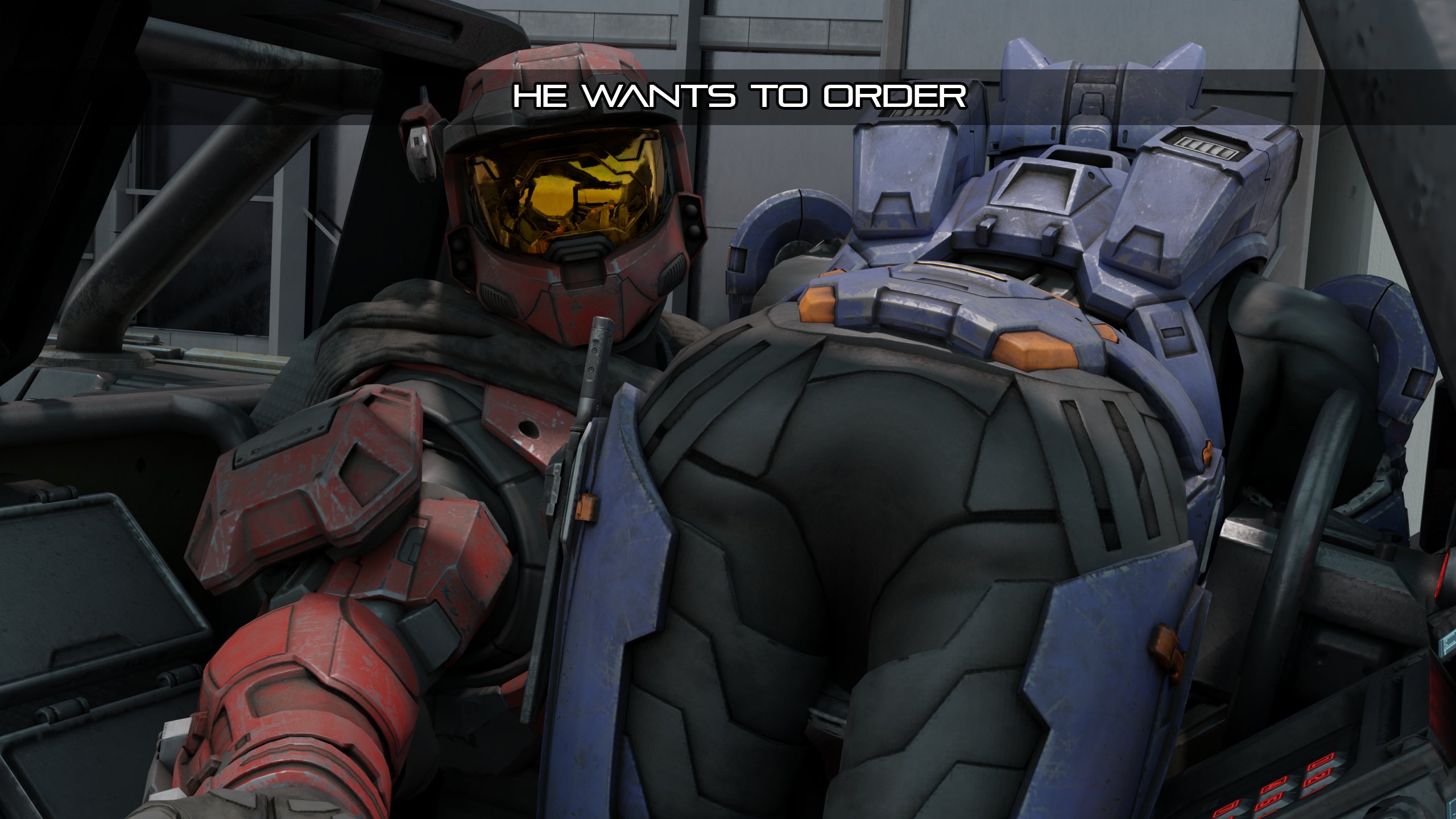 master chief, halo (series), snapchat, meme, 1boy, 1girls, ass, ass focus, ...