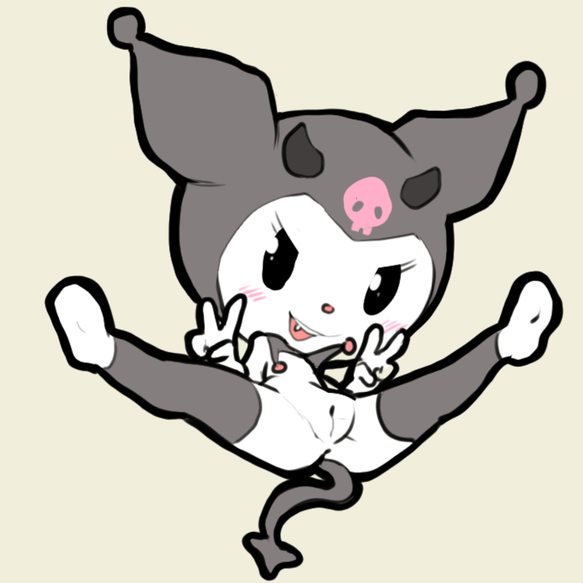 itsunknownanon, kuromi, sanrio, 2018, hi res, pose, anthro, blush, devil ta...