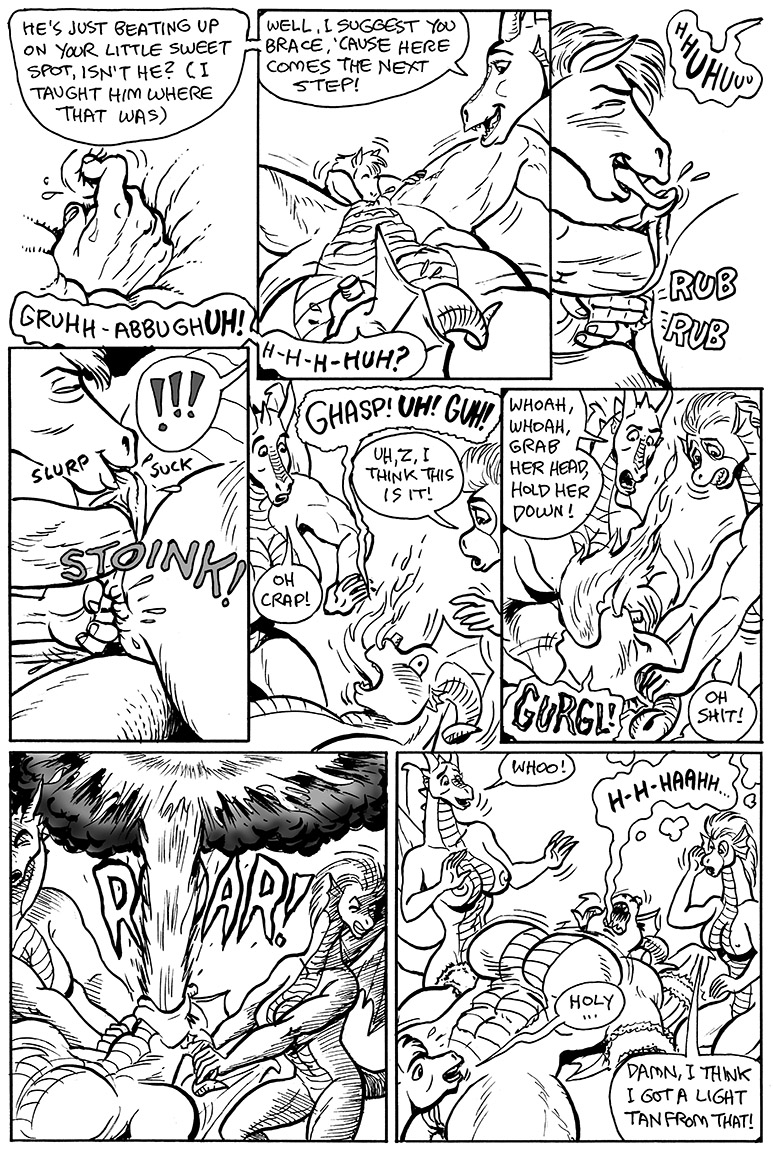 karno, bessy, gustav (here there be dragons), olga, zashy, here there be dragons, 2016, comic, english text, greyscale, monochrome, text, anal, anal fingering, anthro, areola, big breasts, breasts, cunnilingus, dialog, dragon, equine, erect nipples, female, fingering, fire, fisting, group, horse, huge breasts, male, mammal, nipples, nude, oral, penetration, pussy, scalie, sex, straight, vaginal fisting, vaginal penetration, 