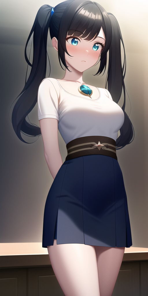 ai generated, genshin impact, mona (genshin impact), stable diffusion, thighs, 