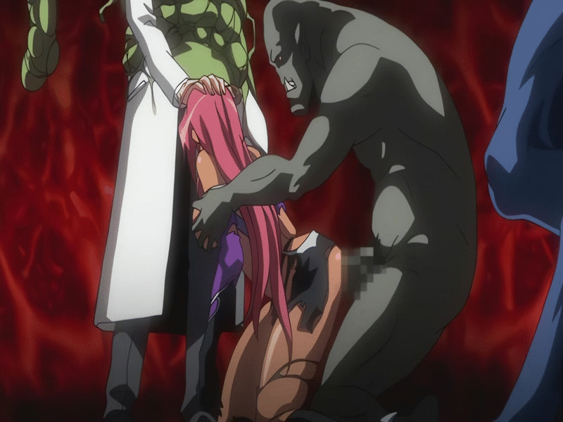 1girls 2boys animated animated_gif breast_grab breasts doggy_style double_penetration ingrid_(taimanin_asagi) monster monster_cock oral oral_sex orc orc_male taimanin_(series) taimanin_asagi tentacle