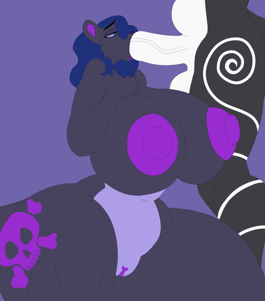 animated anthro areola balls big_balls big_breasts big_penis birthmark black_body black_fur black_penis black_tail blue_eyes blue_hair bodily_fluids breasts closed_eyes cum cum_in_mouth cum_inside cum_on_breasts cum_on_face drinking drinking_cum duo erection erforf_mephit fellatio female foreskin fur genital_fluids genitals hair heart_symbol hi_res hiverdose huge_breasts huge_cock inner_ear_fluff lips male male/female mammal markings mephitid navel oral penile penis purple_areola purple_body purple_fur purple_inner_ear_fluff purple_lips purple_nose purple_vulva sex shalya_bushtail simple_background sitting skull_and_crossbones skunk slightly_chubby standing striped_body striped_fur striped_markings striped_skunk striped_tail stripes tail tail_markings thick_thighs tuft vulva white_body white_foreskin white_fur white_tail wide_hips