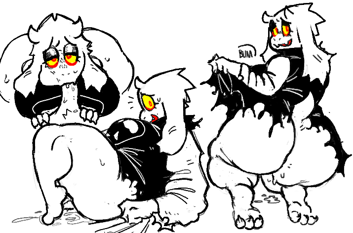 anthro anthro_only anthro_penetrated anus anus_peek ass ass_bigger_than_head ass_focus bedroom_eyes behind_view big_ass big_butt bodily_fluids boss_monster_(undertale) bottomless bottomless_female fangs fat_ass fat_butt female ghastlybum goat goat_ears goat_girl goat_horns goat_humanoid goat_tail half-closed_eyes horn horns lifting lifting_dress lifting_own_clothes looking_at_viewer oral oral_penetration oral_sex pubes pubic_hair rear_view red_eyes ripped ripped_clothing scared_bum sex side_view tagme toriel toriel_(underfell) toriel_au torn_clothes torn_clothing torn_dress underfell undertale undertale_(series) undertale_au yellow_sclera