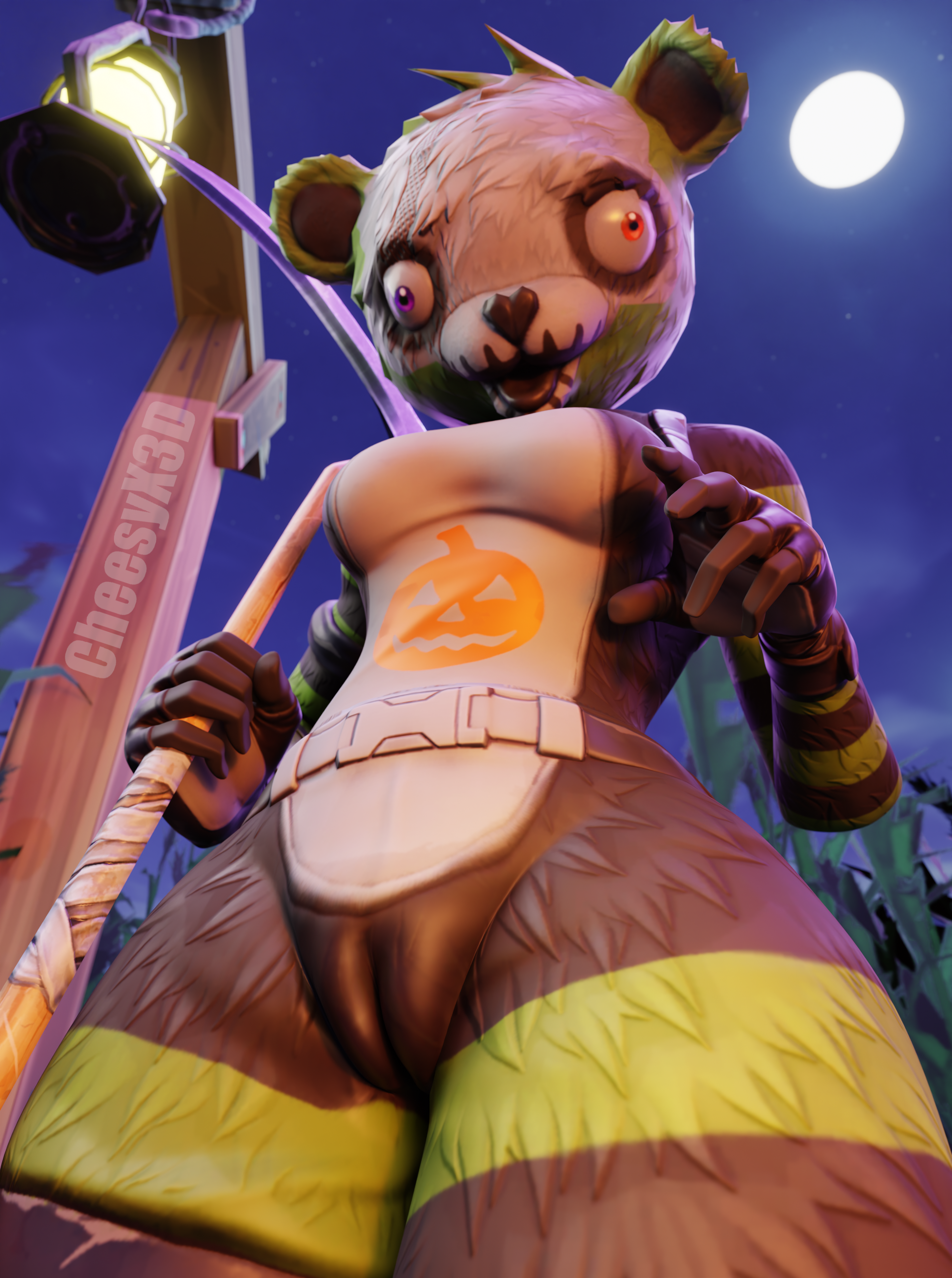 bear cheesyx3d fat_pussy female fortnite furry halloween holding_object mask night pussy self spooky_team_leader thighs upload