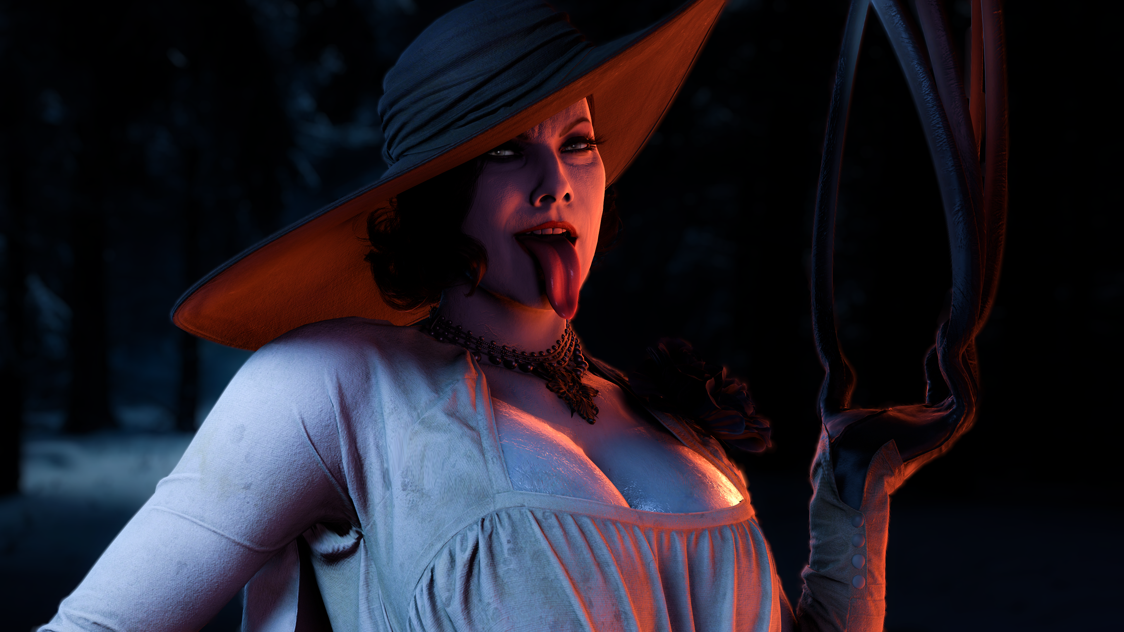 resident evil, alcina dimitrescu, cleavage, female, long tongue, resident evil 8: village, solo, tongue, winterssfm, 