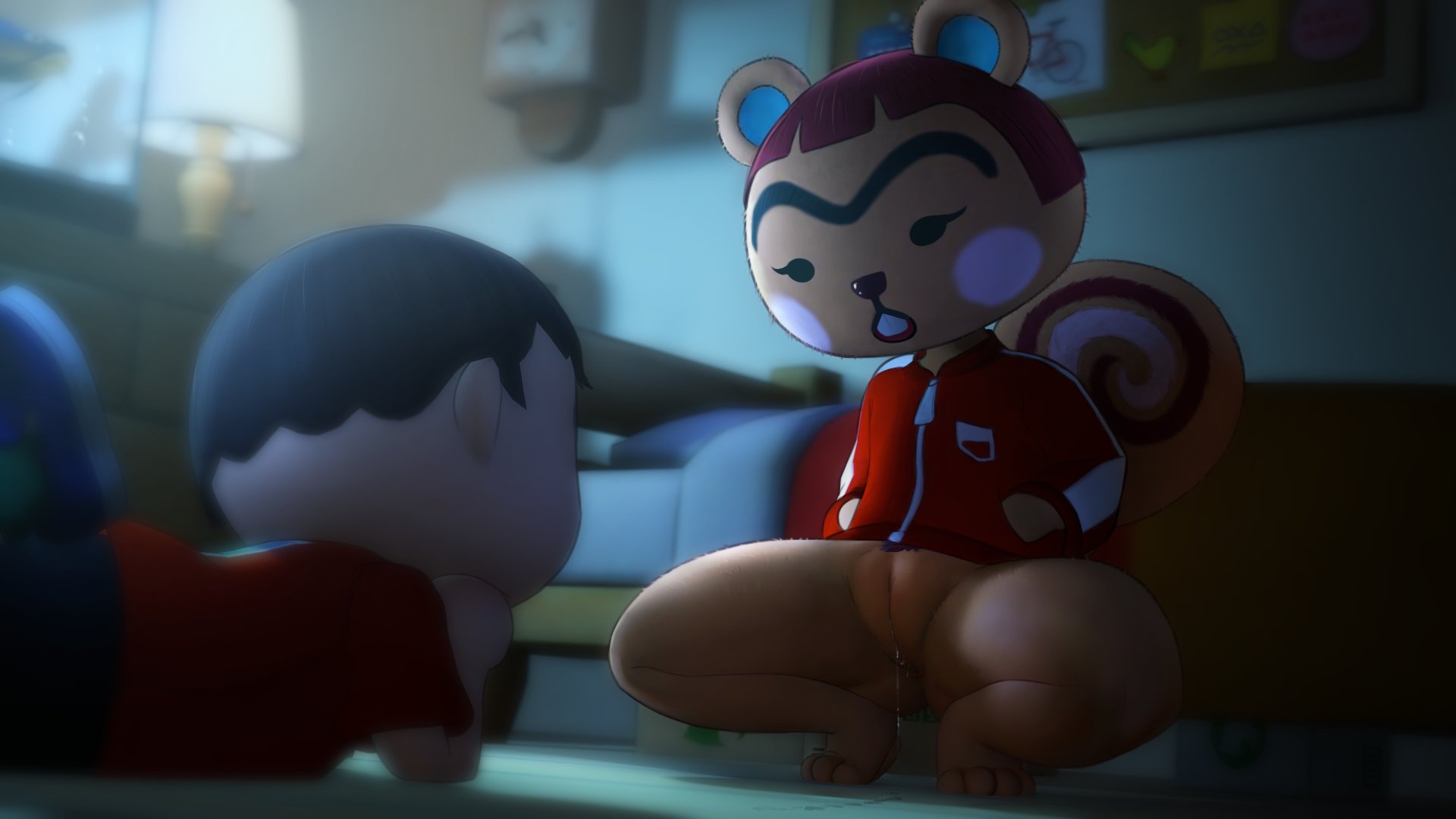 greatm8, hazel (animal crossing), animal crossing, 3d, source filmmaker, 1girls, bottomless, female, pussy, pussy juice, spread legs, 