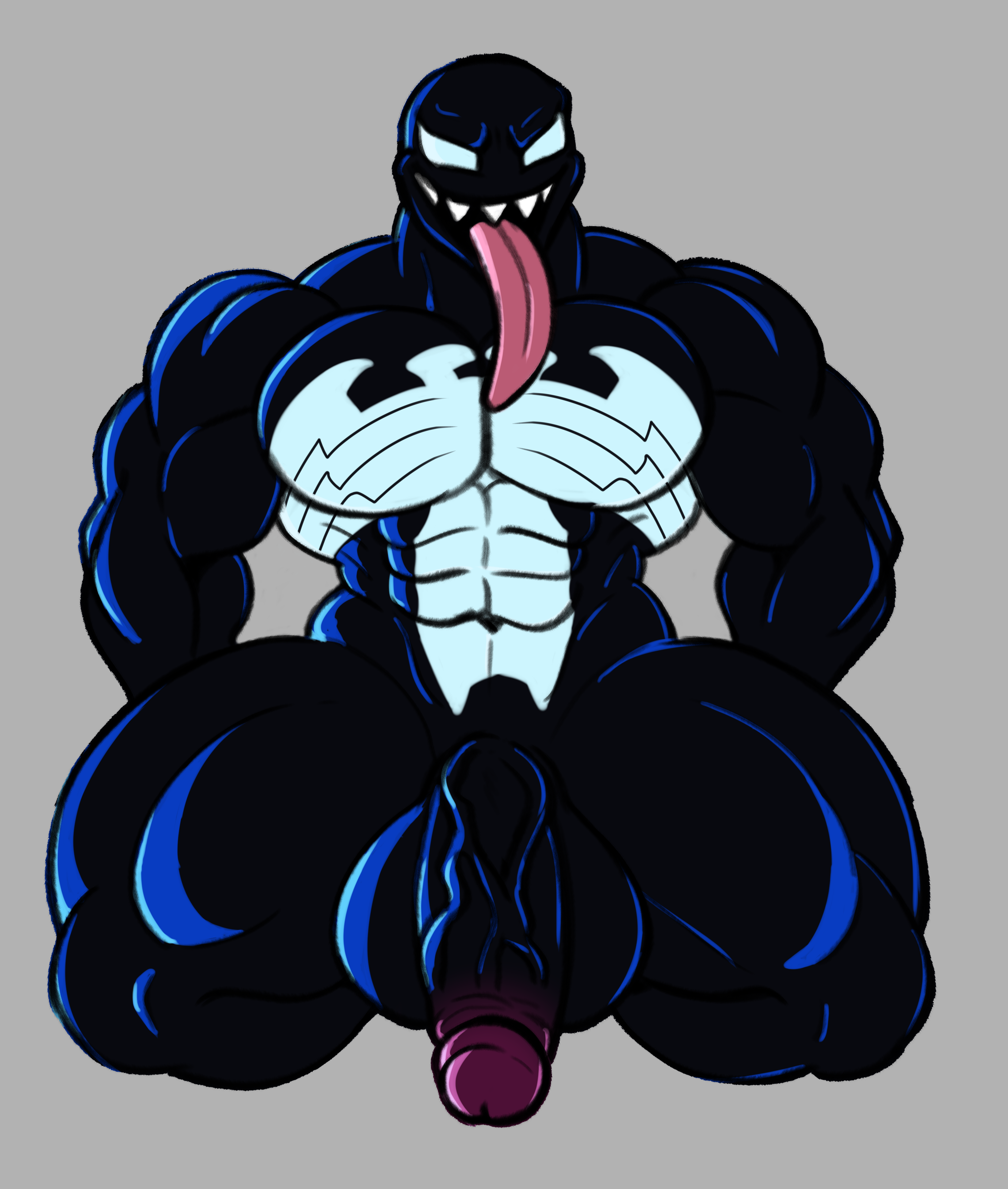 abs absurd_res alien anthro balls biceps digital_media_(artwork) erection gaze_(artist) genitals hi_res humanoid humanoid_genitalia humanoid_penis long_tongue looking_at_viewer male male_only mammal marvel marvel_comics muscular muscular_anthro muscular_male nude open_mouth pecs penile penis sharp_teeth simple_background smile solo symbiote teeth tongue tongue_out venom_(marvel)