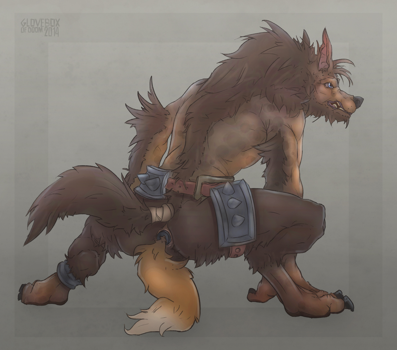gloveboxofdoom, anal, anthro, belt, buttplug, canine, furry, male, male only, sex toy, werewolf, wolf, 