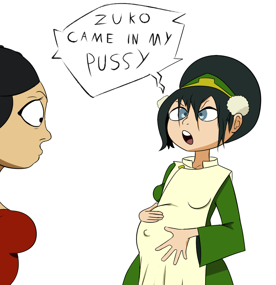 katara, toph bei fong, avatar the last airbender, simple background, tagme, white background, angry, blind, blue eyes, dialogue, dialogue bubble, eskimo, female, female focus, female only, inuit, medium breasts, pregnant, pregnant belly, pregnant female, ready to pop, small breasts, unseen character, 