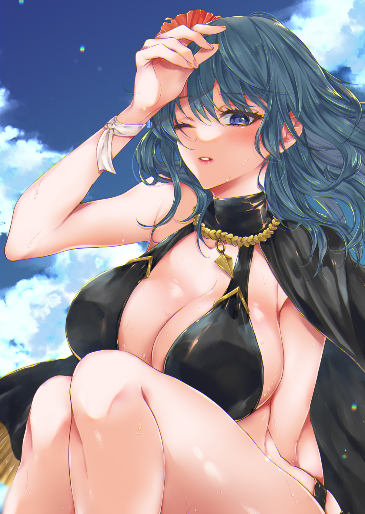 byleth (fire emblem), byleth (fire emblem) (female), fire emblem, fire emblem: three houses, nintendo, breasts, female, female only, mokichi xx, solo, swimsuit, 