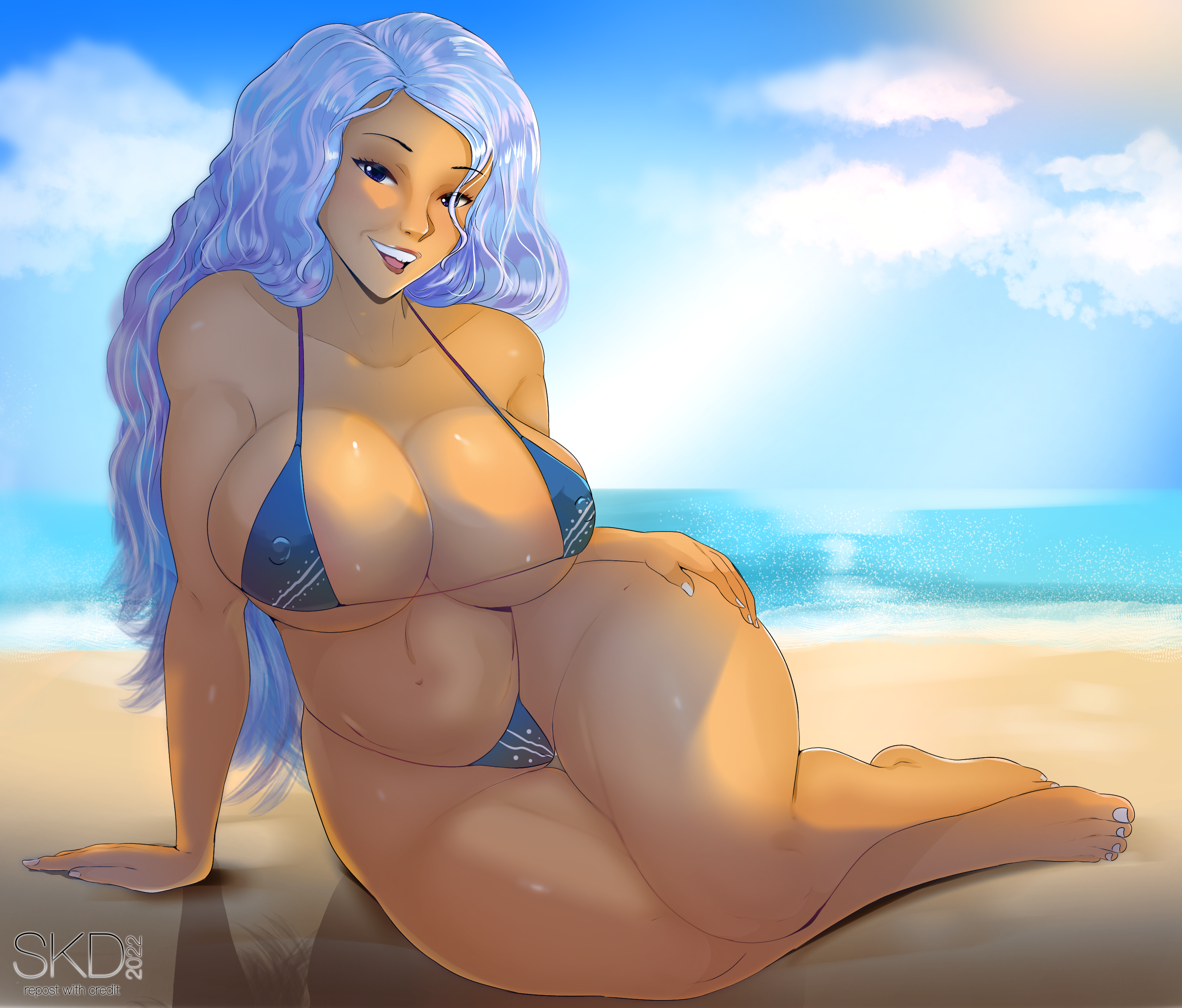 disney, alternate version available, alternate color, beach, bikini, boobs, breasts, dragon girl, human, long hair, micro bikini, raya and the last dragon, sisu (ratld), skd, thighs, 