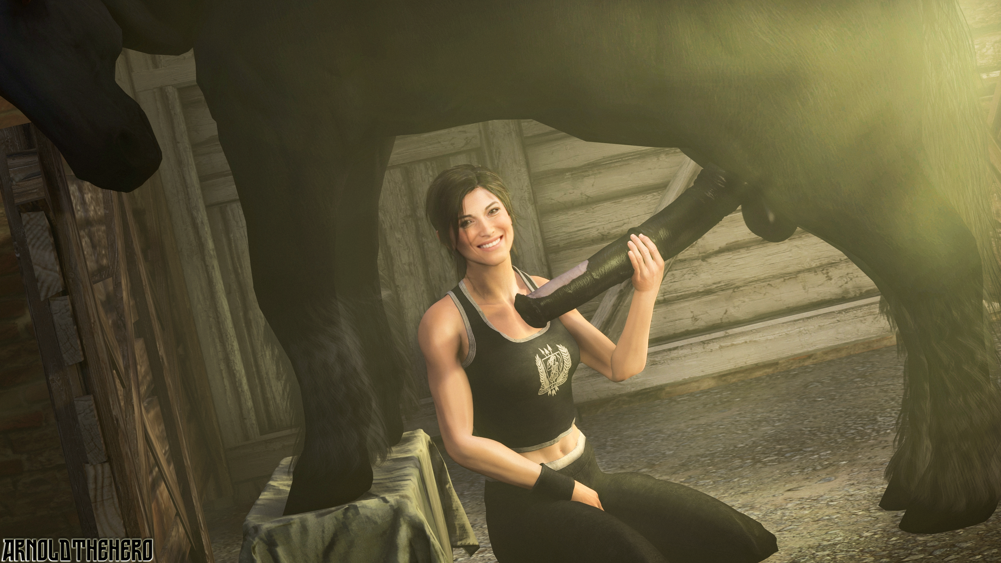 Lara with the horse порно фото 111