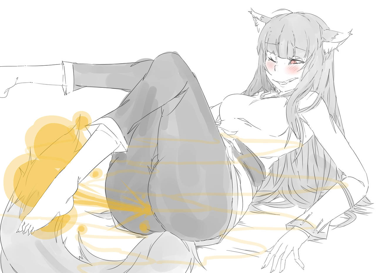 lazei, holo, spice and wolf, big ass, big breasts, digestion, fart, fart fetish, hungry, slim, solo, wolf ears, 