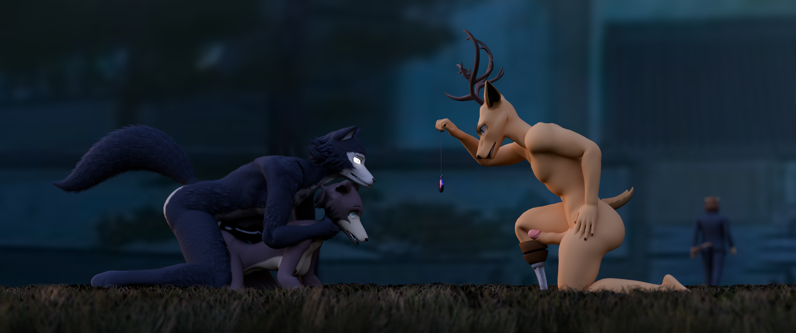 3d all_fours anthro antlers asphyxiation ass beastars biped breasts brown_body brown_fur canid canine canis cervine clock clothed clothing deer digital_media_(artwork) erection felid female female_anthro from_behind_position fur genitals glans grey_body grey_fur group group_sex hi_res horn humanoid_genitalia humanoid_penis hypnosis ibuki_(beastars) juno_(beastars) legoshi_(beastars) lion louis_(beastars) male male/female male/male male_anthro mammal mind_control nipples nude open_mouth outside pantherine penis pinned pinned_to_ground pinning_down plantigrade pocketwatch prosthetic prosthetic_leg prosthetic_limb questionable_consent red_deer sex size_difference solo tail threesome trio_focus unmakeyourself_(artist) watch widescreen wolf