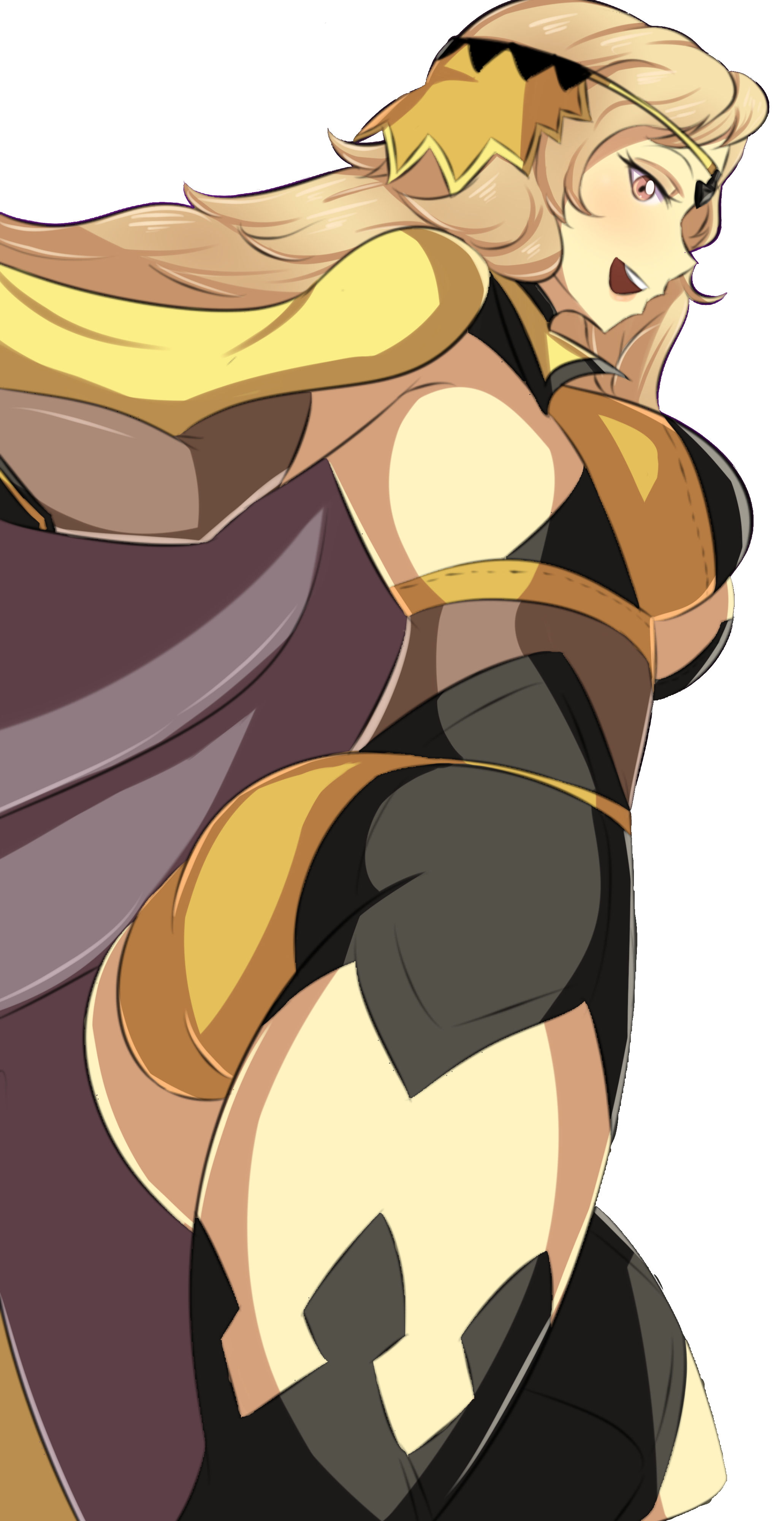 glazinbuns, ophelia (fire emblem), fire emblem, fire emblem fates, nintendo, ass, blonde hair, breasts, brown eyes, female, headband, huge ass, large breasts, looking at viewer, looking back, panties, pantyhose, sideboob, solo, thighhighs, thighs, underwear, 