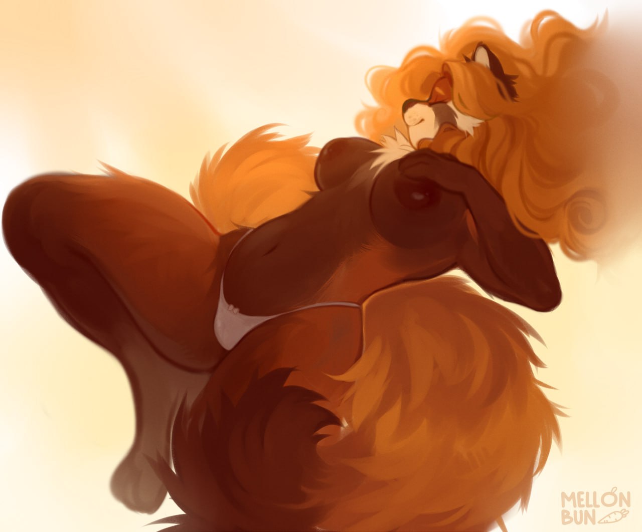 (artwork), simple background, 2023, ailurid, anthro, areola, artist name, b...