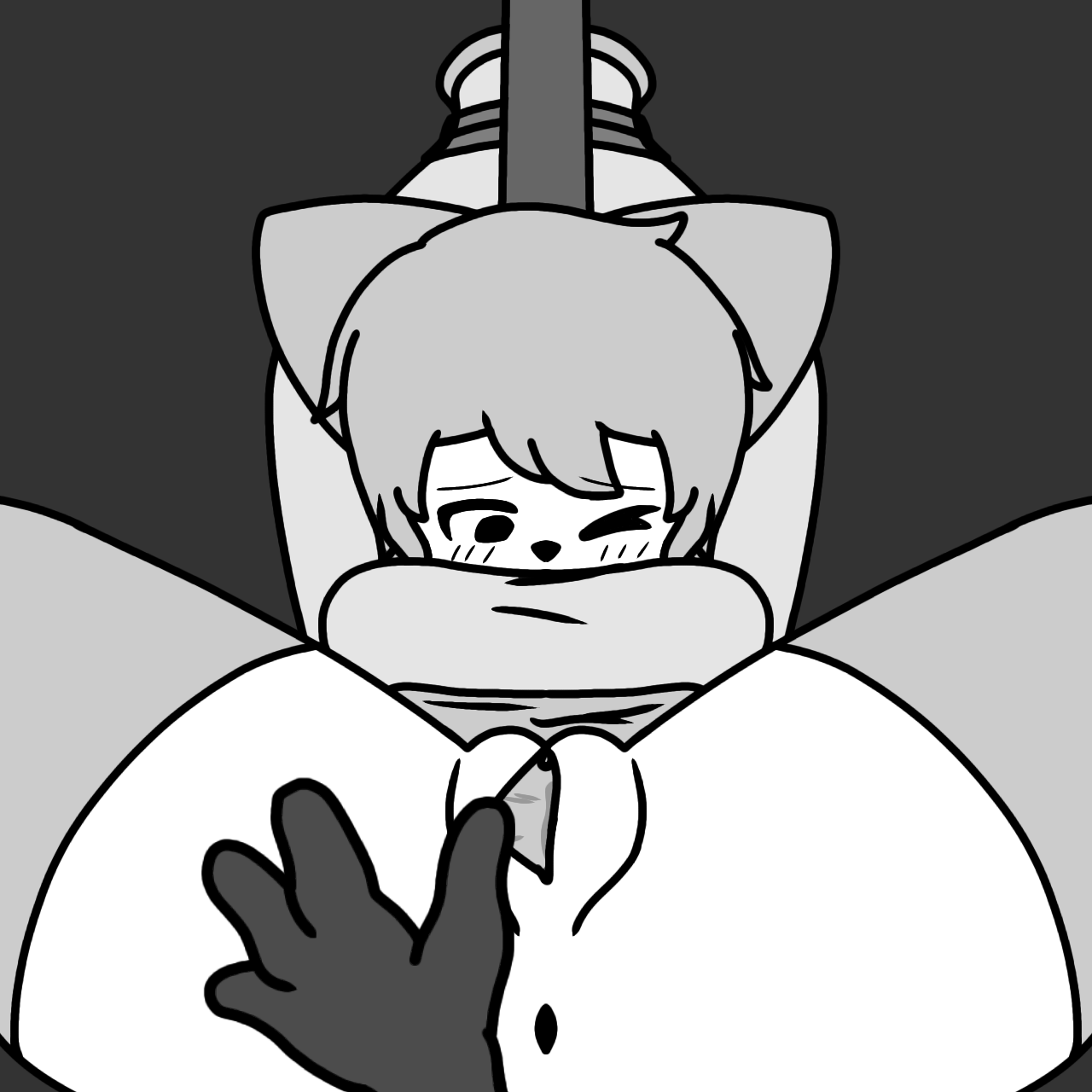 1:1, hi res, monochrome, anthro, anus, blush, breasts, clothing, dcat07, domestic cat, felid, feline, felis, female, footwear, genitals, half naked, hand on pussy, humanoid, mammal, pussy, socks, solo, 