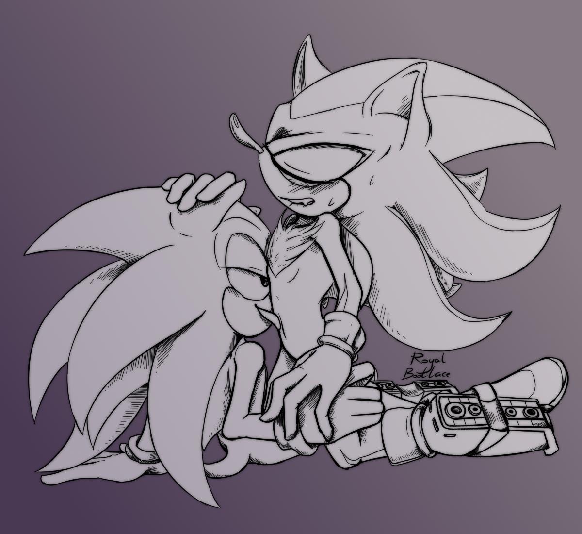 shadow the hedgehog, sonic the hedgehog, sonic the hedgehog (series), simple background, anthro, blush, chest tuft, clothing, duo, eulipotyphlan, gloves, handwear, hedgehog, licking, looking pleasured, male, male/male, mammal, royalbootlace, tongue, tongue out, tuft, 
