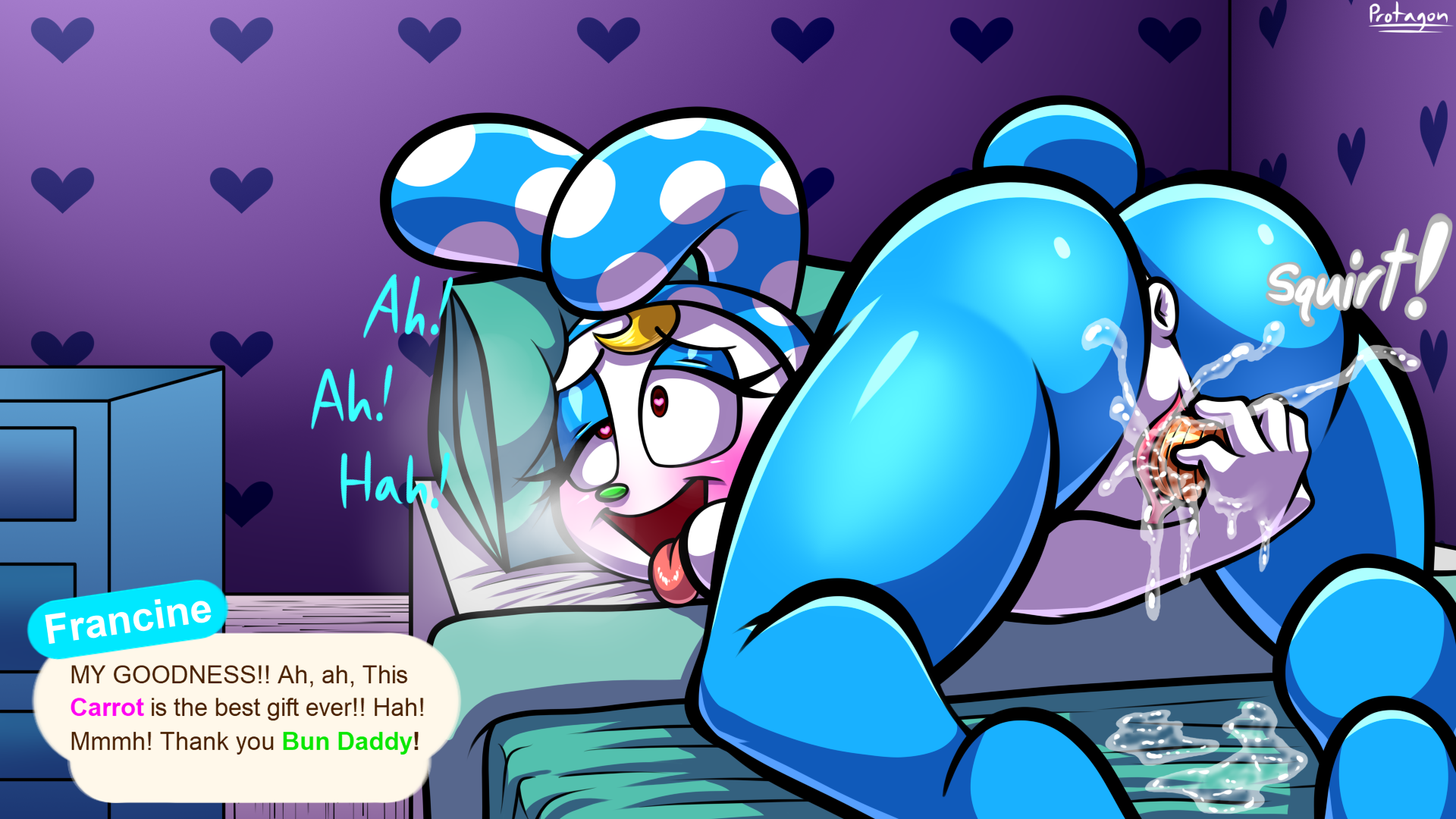 protagon, francine (animal crossing), animal crossing, nintendo, hi res, anthro, anus, ass, ass up, blush, bodily fluids, dialogue, female, genital fluids, genitals, improvised sex toy, lagomorph, leporid, looking pleasured, mammal, masturbation, penetration, pussy, pussy juice, rabbit, solo, tongue, tongue out, vaginal masturbation, vaginal penetration, video games, 