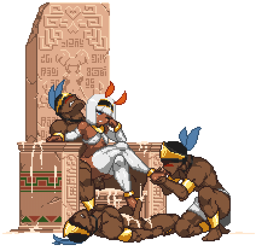 1girls 3boys animated animated_image ass ass_grab balls barefoot blunt_bangs bouncing_breasts breast_grab breasts brown_skin butt_grab cum cum_drip cum_in_pussy cum_inside cum_on_body cum_on_self cumming_while_penetrating cumshot dark-skinned_female dark-skinned_male dark_skin feet feet_licking feet_on_penis female femdom foot_fetish foot_lick footjob foursome gangbang head_rest male mmmf_foursome muscular muscular_male native on_back penis pixel_animation pixel_art princess_ish princess_reconquista pussy reverse_cowgirl_position reverse_upright_straddle short_hair sitting sitting_on_lap small_breasts smile smiling sorry_carl thighhighs throne throne_sex transparent_background vaginal_penetration white_hair