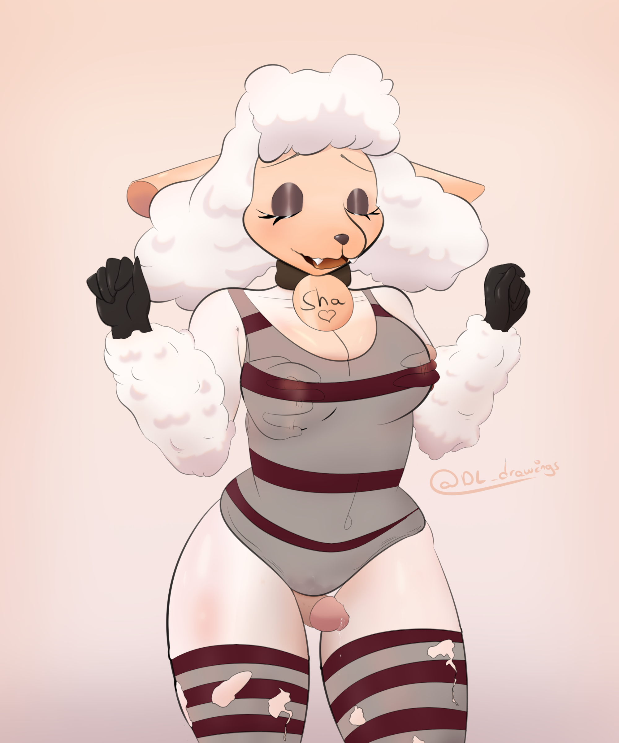 absurd res, hi res, simple background, anthro, bodily fluids, bovid, breast grab, breast play, breast squish, breasts, caprine, clothed, clothing, desesperadoleon, dripping, duo, female, genital fluids, genitals, hand on breast, humanoid, legwear, male, male/female, mammal, nipple fetish, nipple play, nipples, penile, penis, precum, precum drip, pussy juice, sex, sha (twf), sheep, squish, the walten files, thigh highs, thigh sex, white body, 