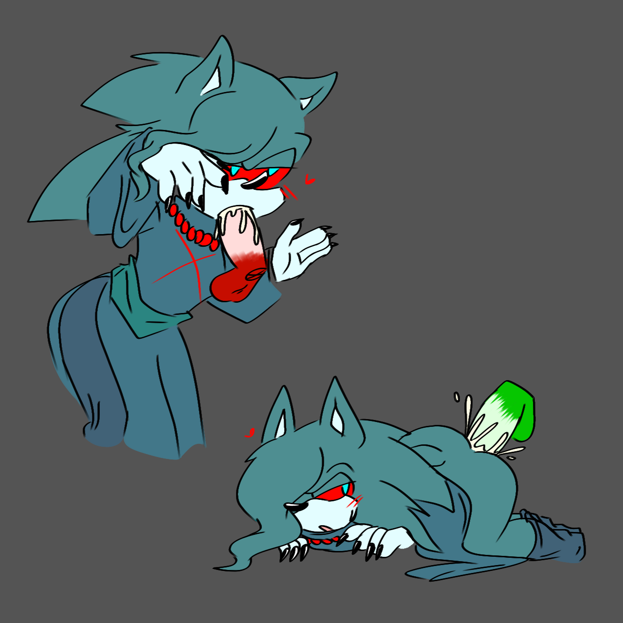 sonic.exe, colored, aishu (sonic.exe), cum, cumming while penetrating, fucked from behind, gekido (sonic.exe), kirai (sonic.exe), sonic.exe (series), sucking penis, twink, twink penetrated, 