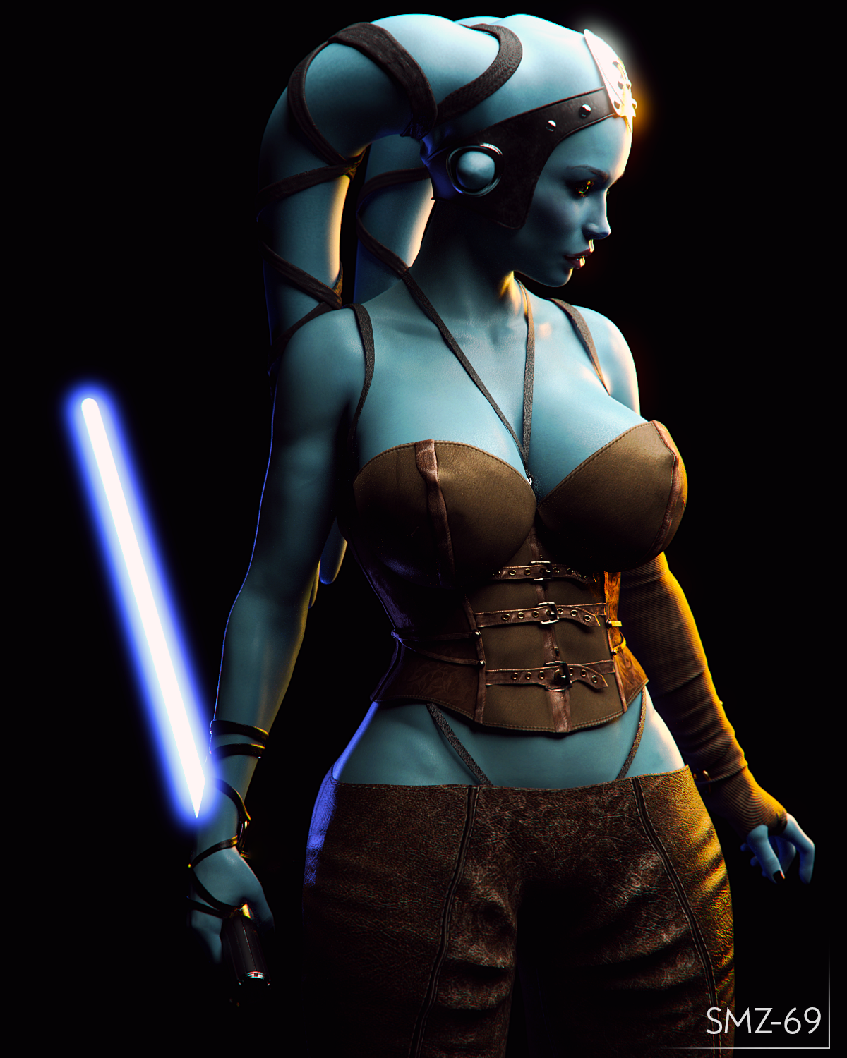 smz-69, aayla secura, jedi, star wars, 1girls, alien, alien girl, artist na...