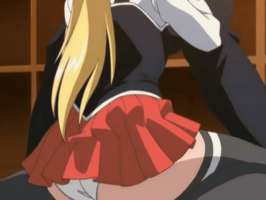 saeki kaori, bible black, bible black only, 2006, animated, lowres, tagme, 00s, 1boy, ass, blonde hair, classroom, fellatio, female, implied fellatio, kneeling, oral, panties, red skirt, school, school uniform, shirt, sidelocks, skirt, straight, thighhighs, uncensored, underwear, white shirt, 