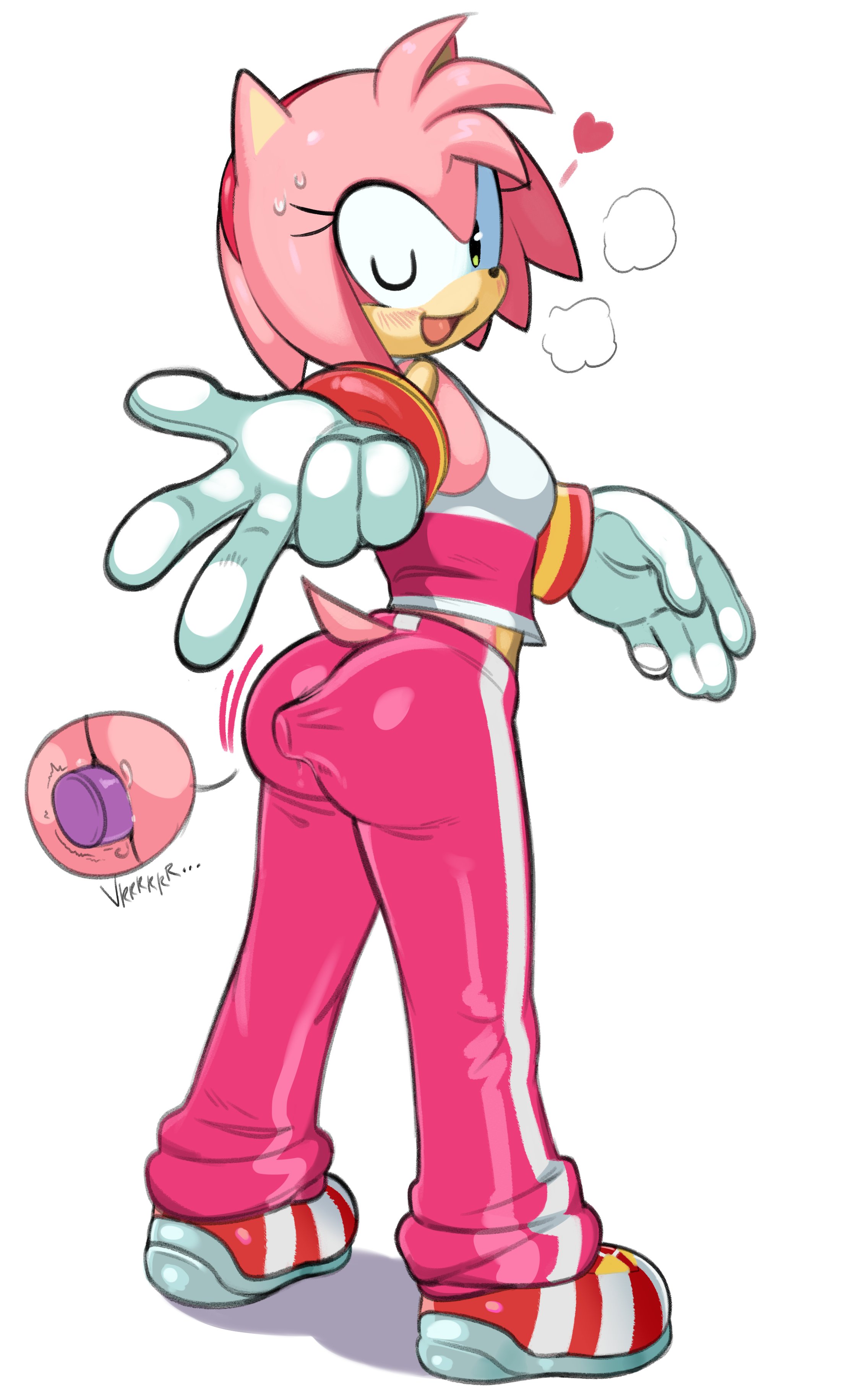 buttholemagick, amy rose, sonic (series), sonic the hedgehog (series), blush, vibrator, vibrator under clothes, 
