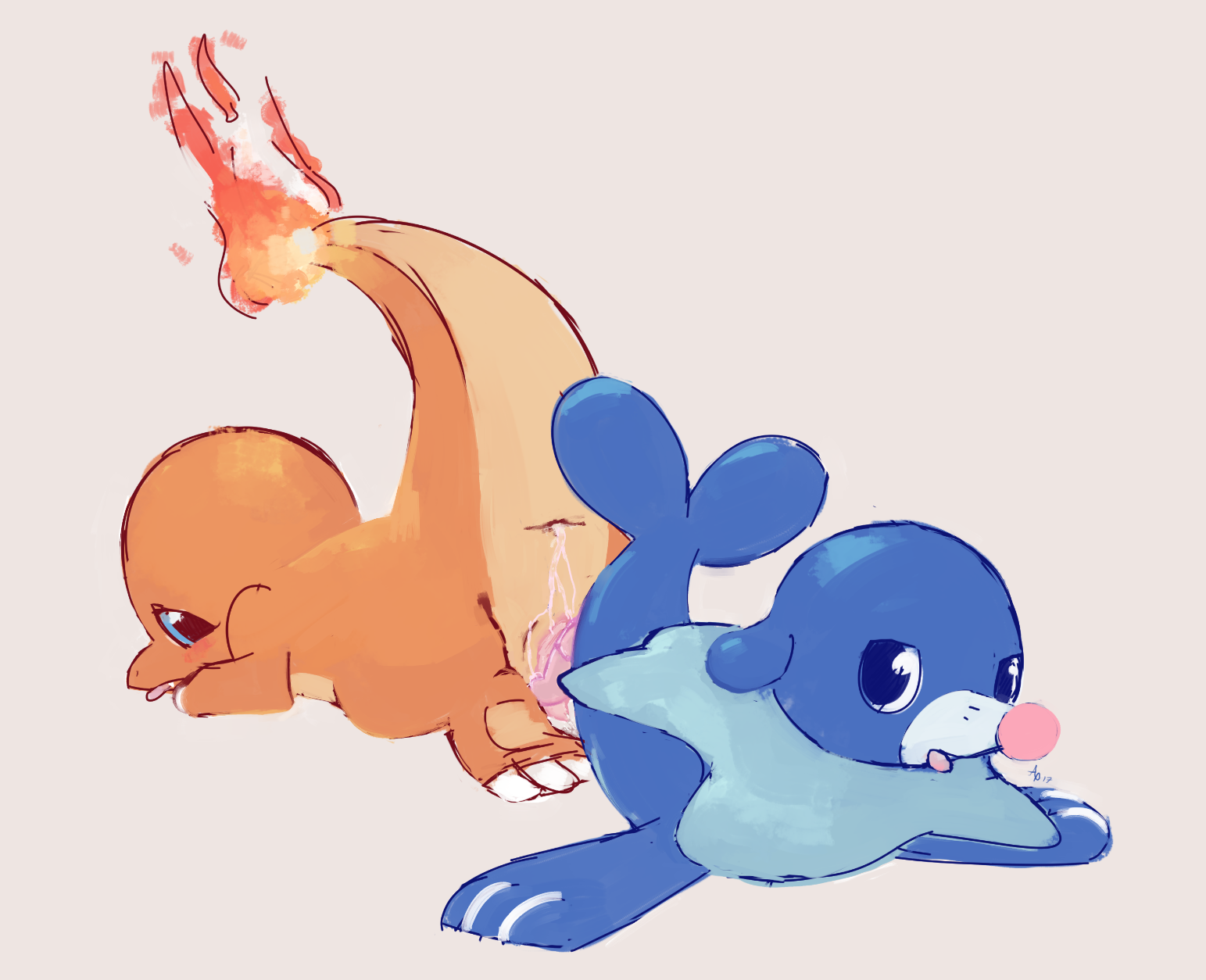 charmander, popplio, nintendo, pokemon sm, 2boys, air6ornepig, anal, animal genitalia, cum, cum inside, fire, furry, gay, genital slit, interspecies, male only, penis, pinniped, pokemon, scalie, sex, slit, video games, 