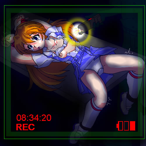 asuka langley sohryu, neon genesis evangelion, tagme, bondage, camera, female, taser, tear, 