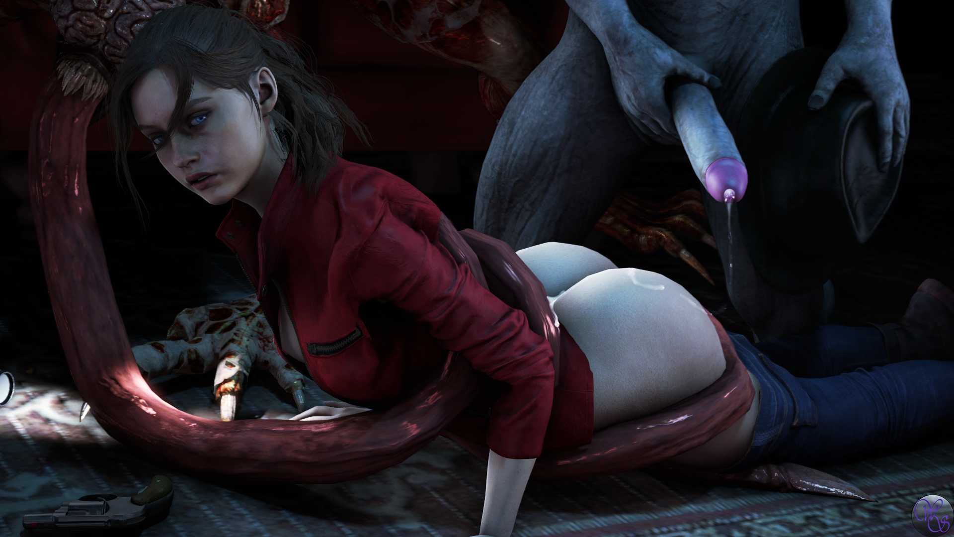 claire redfield, mr x, resident evil 2, 3d, tagme.