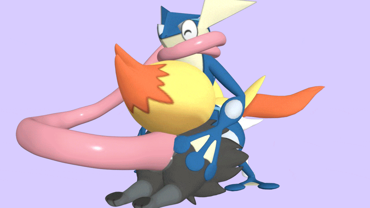braixen, greninja, 3d, animated, ambiguous gender, anal, anal sex, ass, licking ass, penetration, pokemon, tongue, tongue fucking, tongue in anus, 