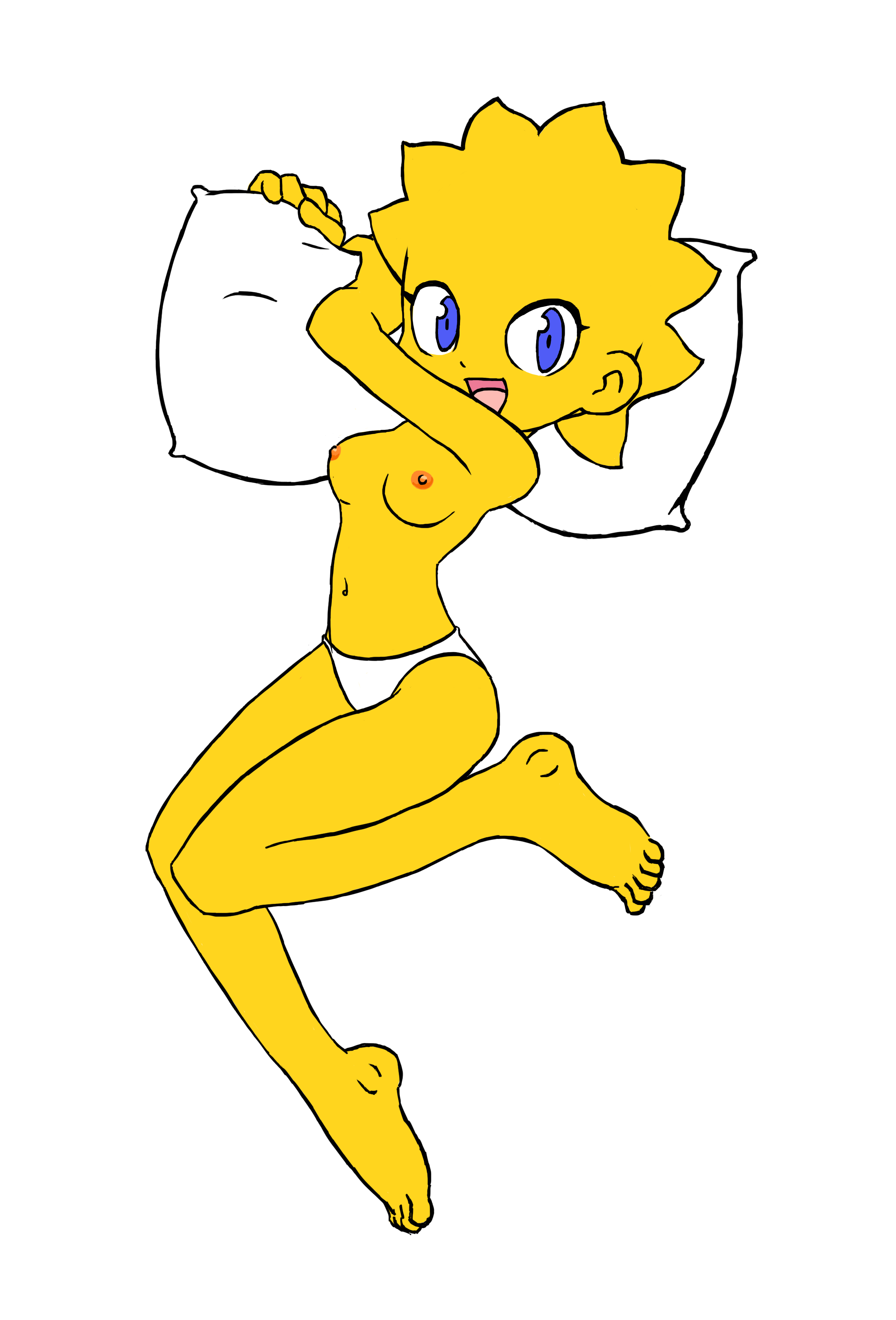 lisa simpson, the simpsons, bed, dress, girl, pillow, 