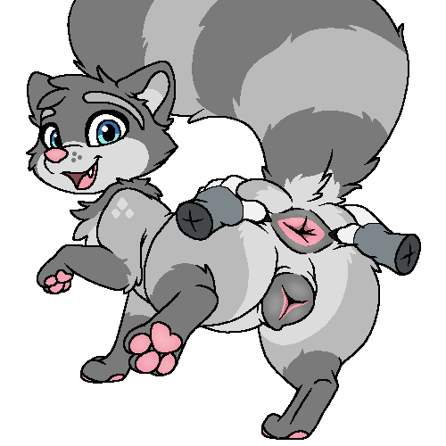 1:1 animal_genitalia animal_vulva anus canid canine canine_genitalia canine_vulva digital_media_(artwork) disembodied_hand female feral fur genitals grey_body grey_fur hand_on_butt holding_butt hybrid kalen_(xenoyia) low_res mammal oekaki one_leg_up pawprint.ing_(artwork) presenting procyonid raccoon raccoon_dog raised_leg rear_view short_stack spread_anus spreading tanuki xenoyia