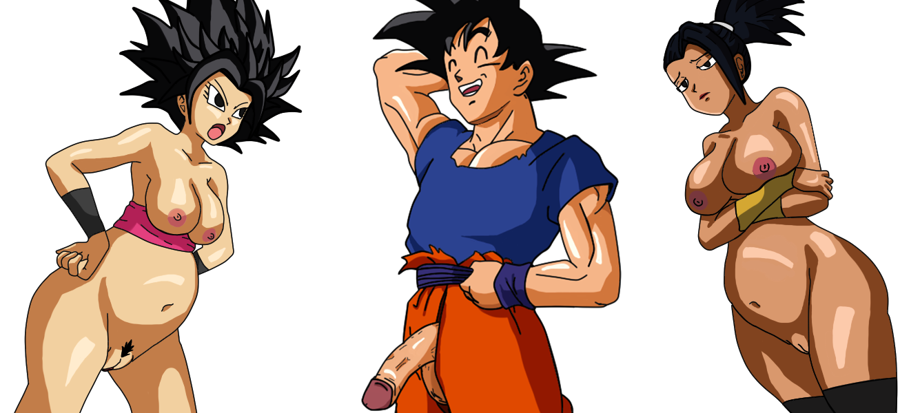 caulifla, kale, son goku, dragon ball, dragon ball super, tagme, 2girls, female, male, pregnant, straight, 
