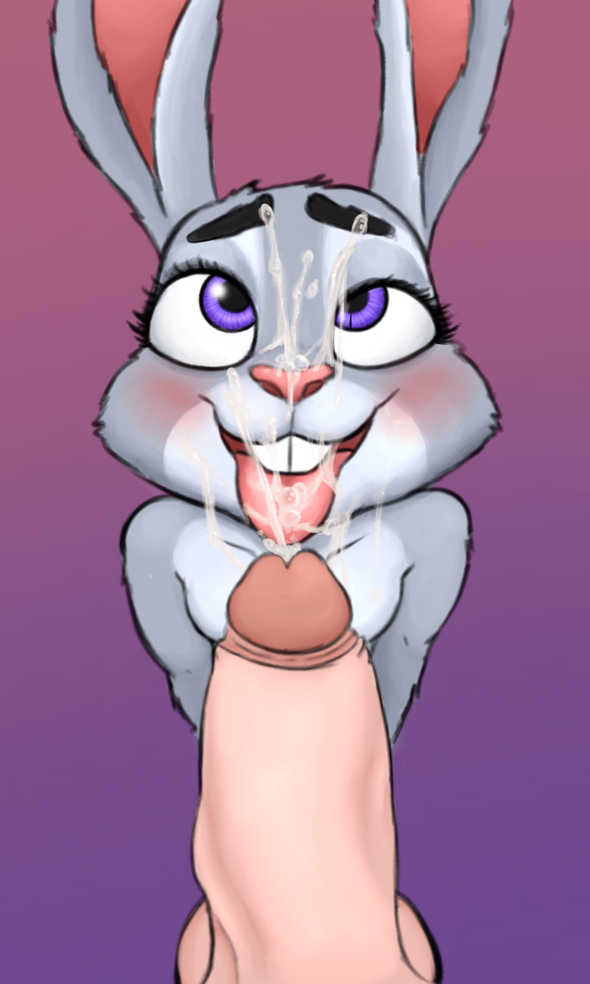 m115, judy hopps, disney, zootopia, hi res, ahe gao, anthro, big penis, blush, bodily fluids, cum, cum on face, duo, female, genital fluids, genitals, lagomorph, looking pleasured, male, male/female, mammal, penis, solo focus, tongue, tongue out, 