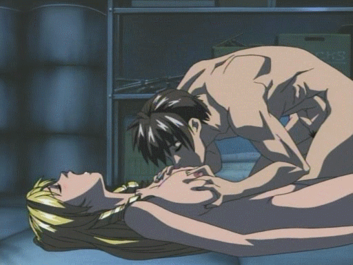 minase taki, shiraki rika, bible black, animated, blonde hair, breast grab, breast sucking, breasts, drill hair, eyess closed, large breasts, long hair, nude, open mouth, penis, uncensored, 